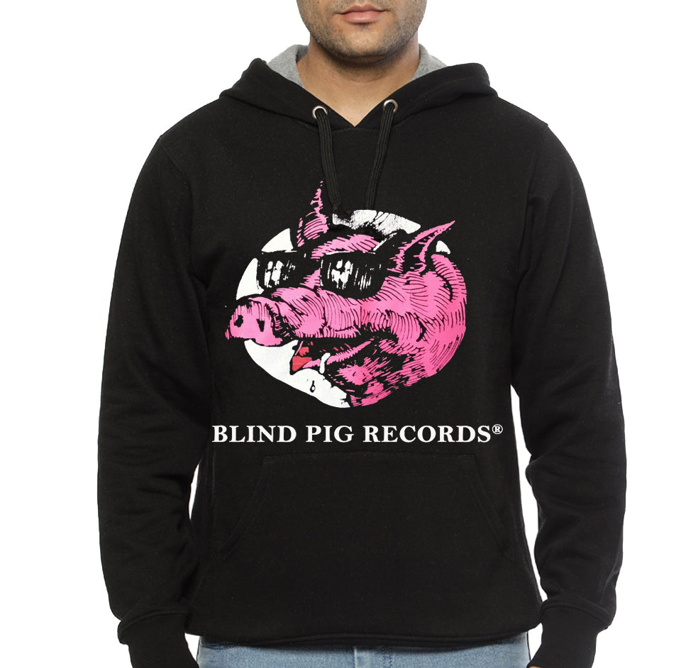 Check out this awesome Vintage 90s Blind Pig Records Black Hoodie T-Shirts, Sweatshirt | CoreVibeTees.com