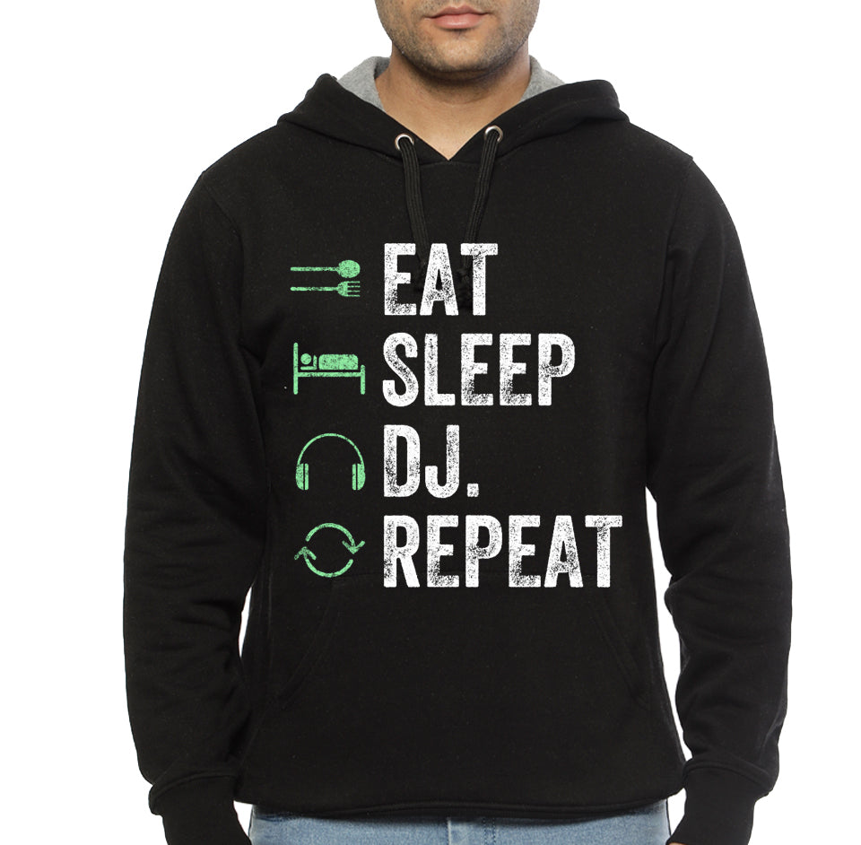 Eat sleep dj repeat Black Hoodie T-Shirts, Sweatshirt | CoreVibeTees.com