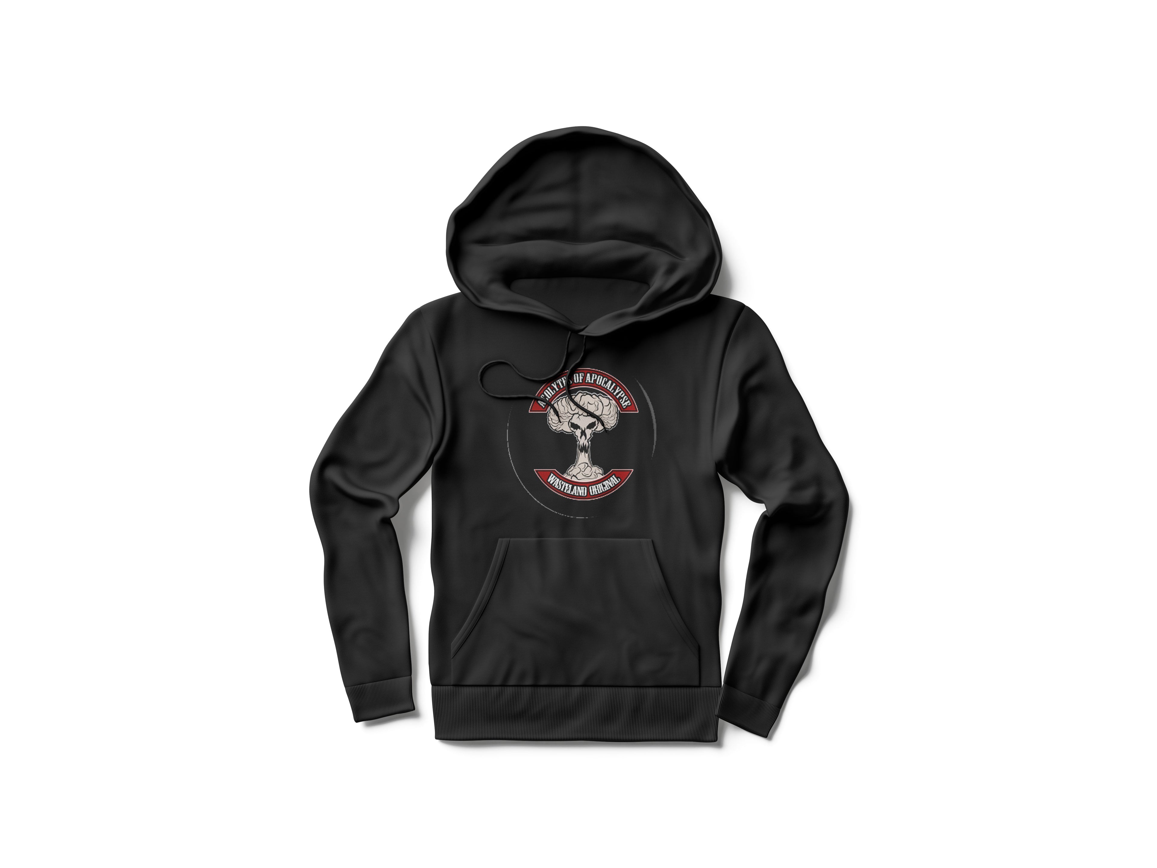 Front & Back Print Tee (Podcast Cover/Acolytes of Apocalypse) Black Hoodie Sweatshirt | CoreVibeTees.com