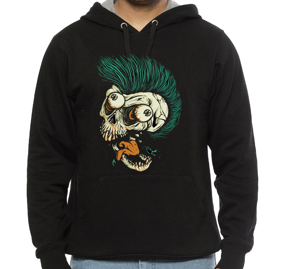 Skull Punk Style Black Hoodie T-Shirts, Sweatshirt | CoreVibeTees.com