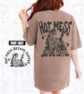 HOT MESS BEFORE COFFEE- DOUBLE SIDED TEE Hoodie, Sweatshirt | CoreVibeTees.com (Image 1)