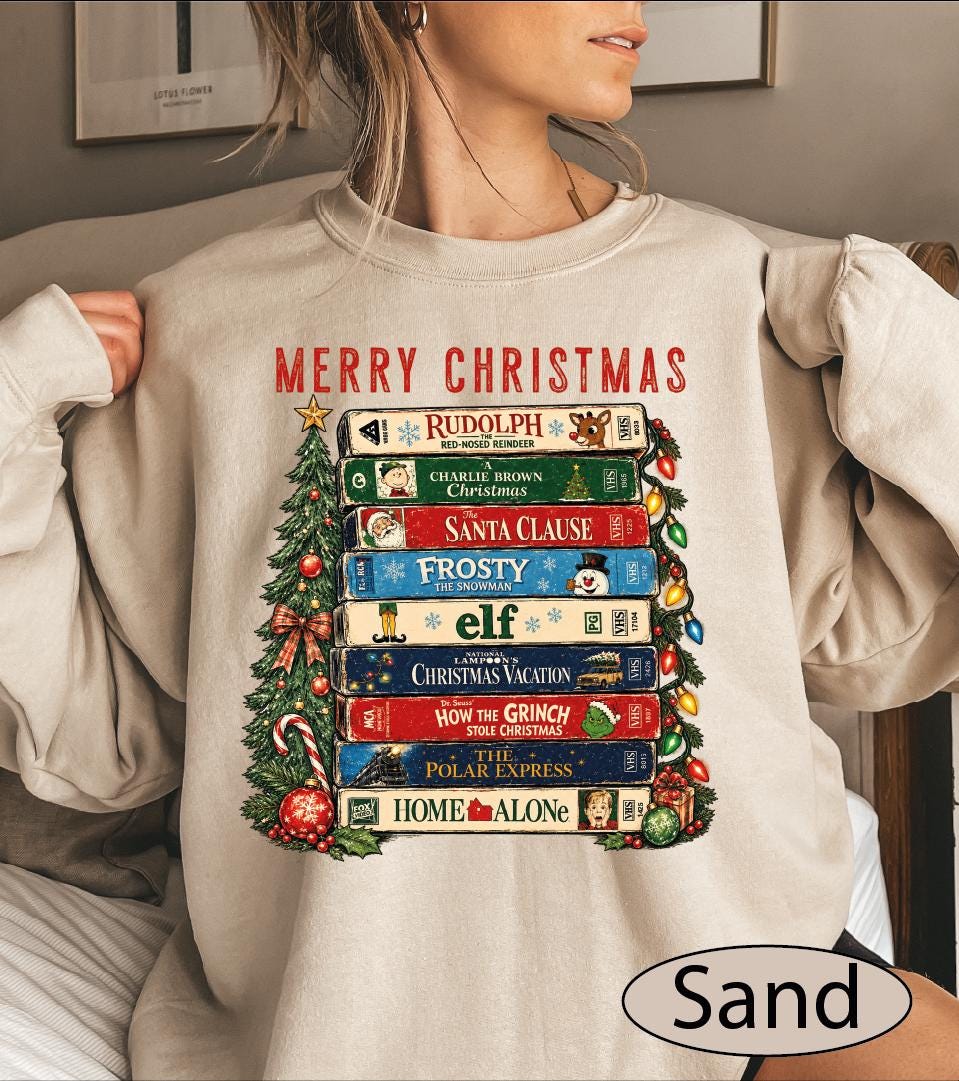 Christmas Movies Vhs Retro 90s Holiday Movie Unisex T-shirt, Sweatshirt, Hoodie (1)