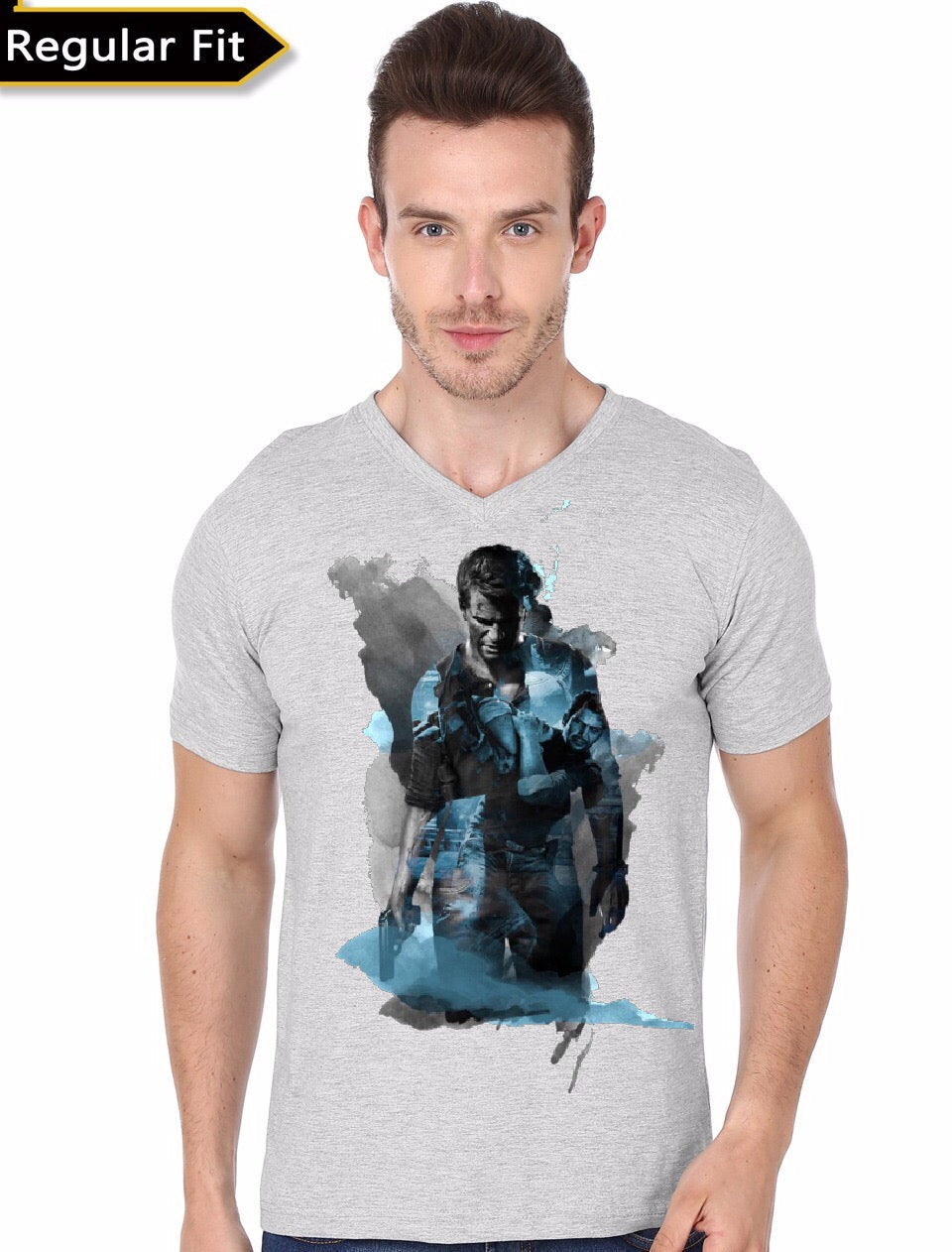 Uncharted 4 Grey V-Neck T-Shirt Hoodie, Sweatshirt | CoreVibeTees.com