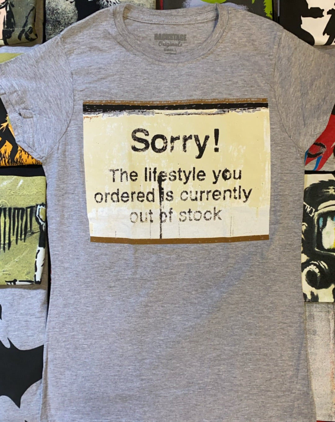 Banksy Women's T-shirt -Sorry Out of Stock Hoodie, Sweatshirt | CoreVibeTees.com