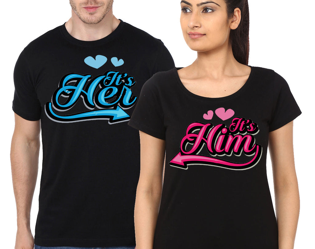 Couple Its Him/Its Her Black T-Shirt Hoodie, Sweatshirt | CoreVibeTees.com