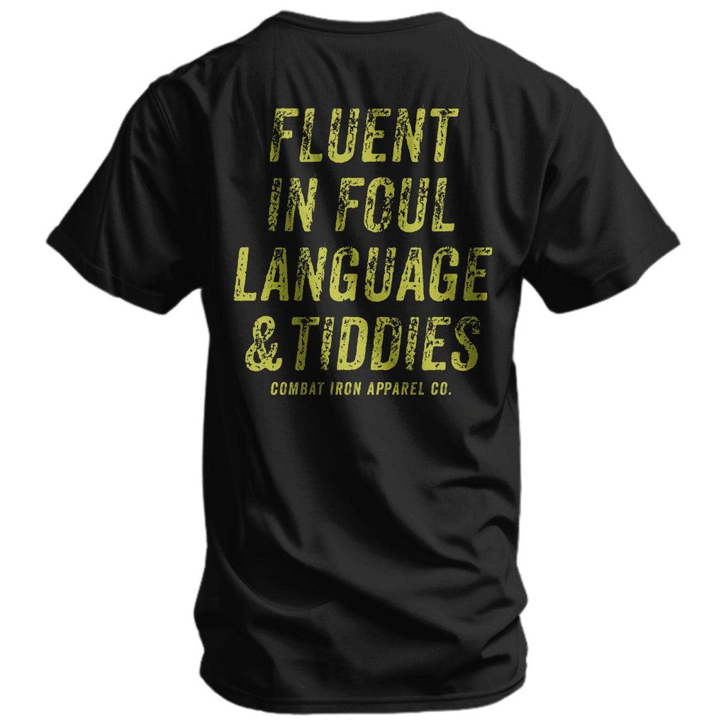 Fluent In Foul Language and Tiddies Men's T-Shirt Hoodie, Sweatshirt | CoreVibeTees.com (Image 1)