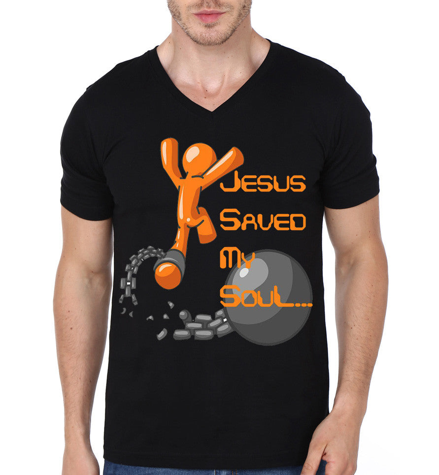 Jesus Saved My Soul Black V-Neck T-Shirt Hoodie, Sweatshirt | CoreVibeTees.com