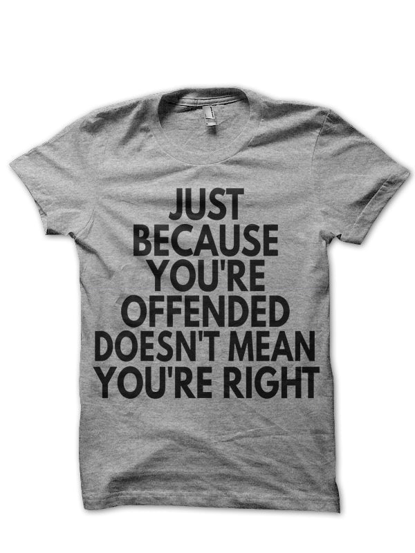 Just Because Youâ€™re Offended Doesnâ€™t Mean Youâ€™re Right Grey T-Shirt Hoodie, Sweatshirt | CoreVibeTees.com