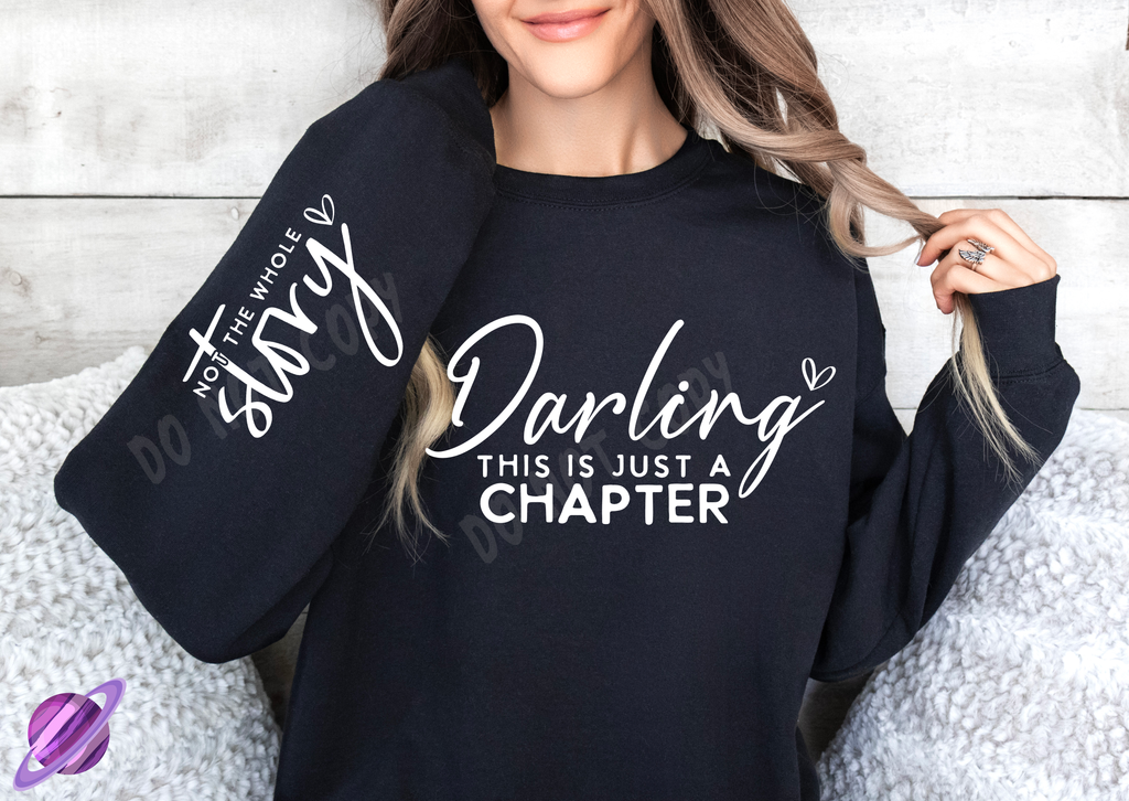 JUST A NEW CHAPTER W/ SLEEVE PRINT CREWNECK SWEATSHIRT T-Shirts, Hoodie | CoreVibeTees.com (Image 1)