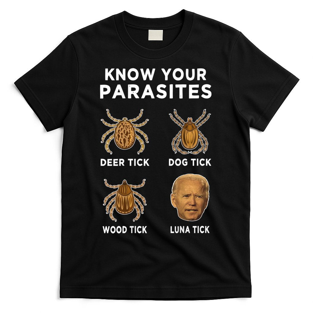 Know Your Parasites Funny Anti Joe Biden (On Back) T-Shirt Hoodie, Sweatshirt | CoreVibeTees.com
