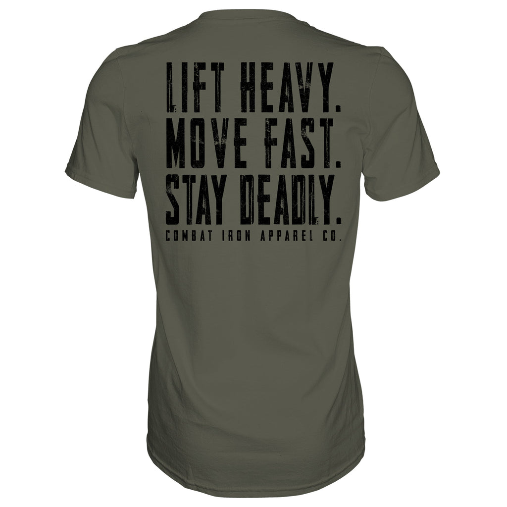 Original Motto: Lift Heavy. Move Fast. Stay Deadly. Men's T-Shirt Hoodie, Sweatshirt | CoreVibeTees.com (Image 4)