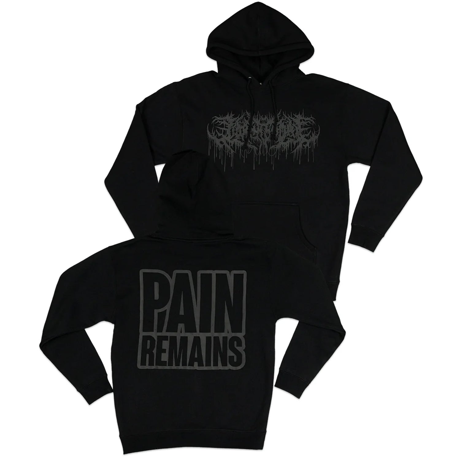 Pain Remains Black Puff Print Hoodie (Black) T-Shirts, Sweatshirt | CoreVibeTees.com (Image 1)