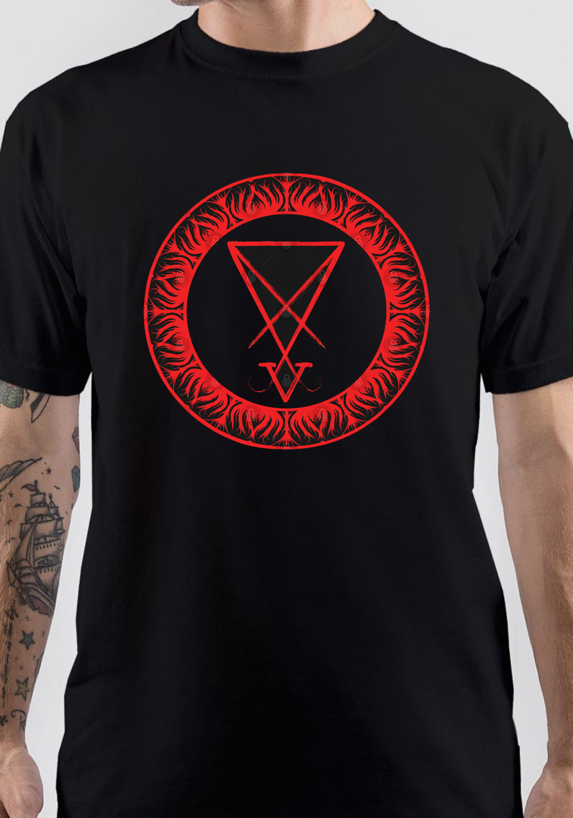 Sigil Of Lucifer And flames In Circle T-Shirt Hoodie, Sweatshirt | CoreVibeTees.com