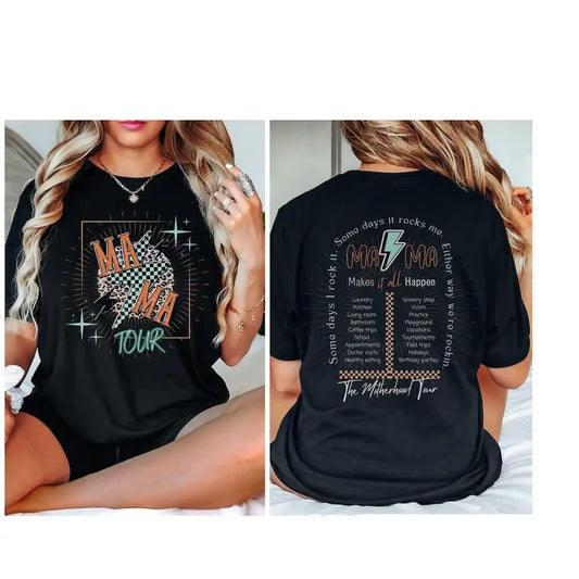 mama rock tour Tshirt, mom life, rock n roll concert tee, motherhood world tour shirt, music lover tee, tired as a mother