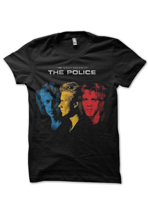 The Many Faces Of The Police Black T-Shirt Hoodie, Sweatshirt | CoreVibeTees.com