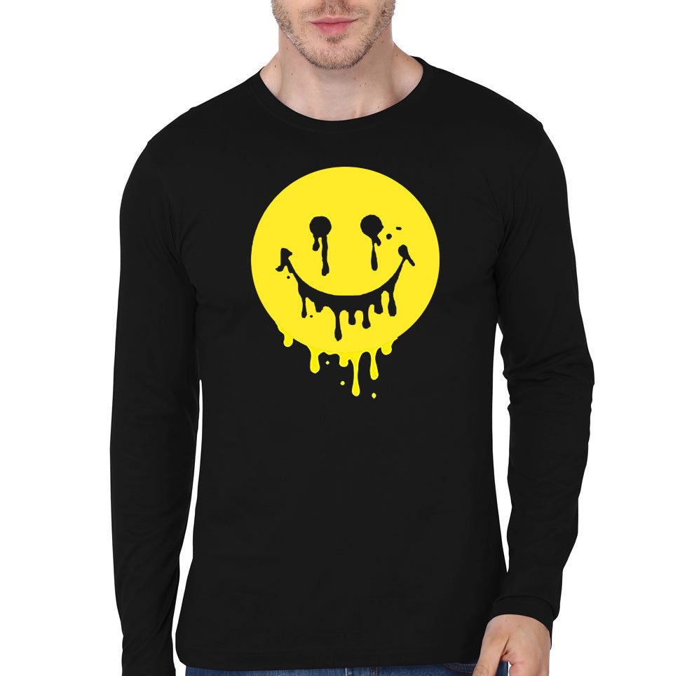 Melting Smiley Black Full Sleeve T-Shirt Hoodie, Sweatshirt | CoreVibeTees.com