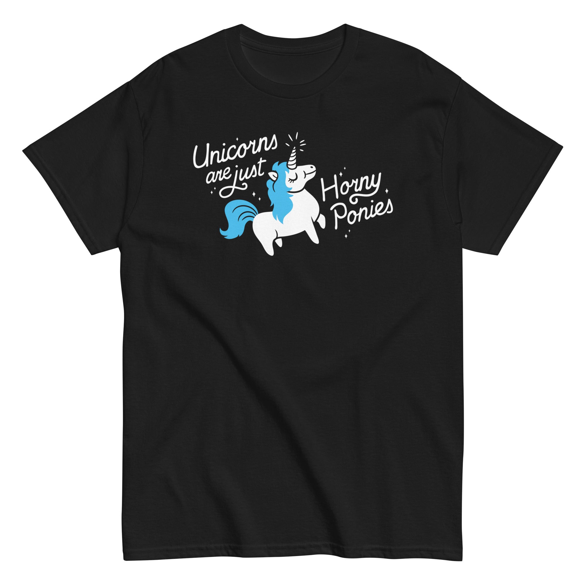 Unicorns Are Just Horny Ponies Men's Classic Tee Hoodie, Sweatshirt | CoreVibeTees.com (Image 2)