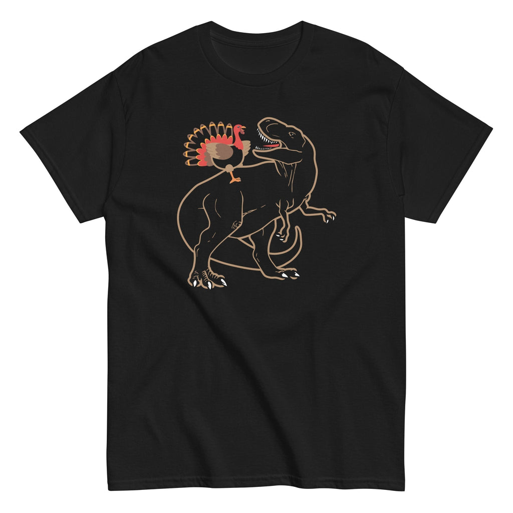 Turkey Riding T-Rex Men's Classic Tee Hoodie, Sweatshirt | CoreVibeTees.com (Image 1)