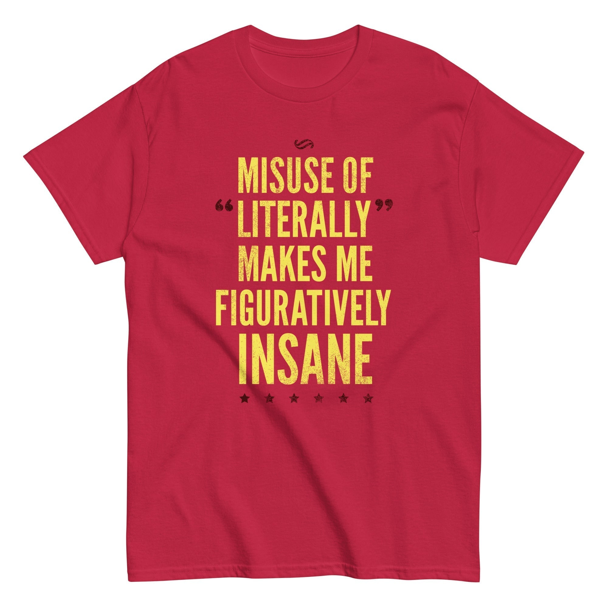 Misuse of Literally Makes Me Figuratively Insane Men's Classic Tee Hoodie, Sweatshirt | CoreVibeTees.com (Image 1)