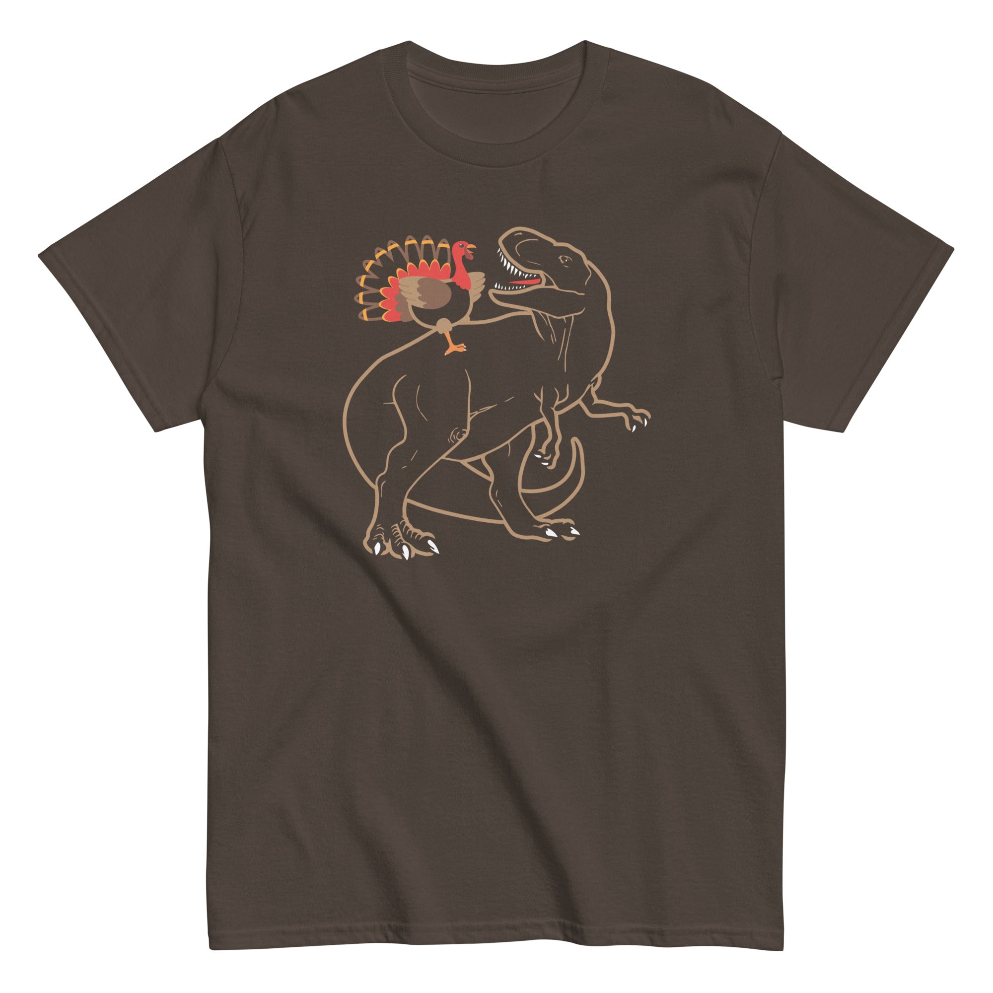 Turkey Riding T-Rex Men's Classic Tee Hoodie, Sweatshirt | CoreVibeTees.com (Image 4)