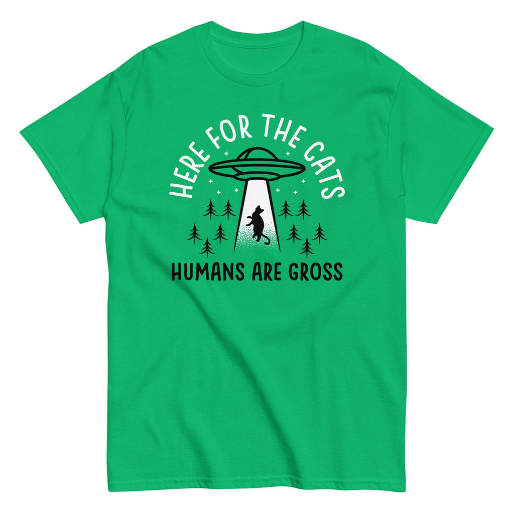 Here For The Cats, Humans Are Gross Men's Classic Tee Hoodie, Sweatshirt | CoreVibeTees.com (Image 2)