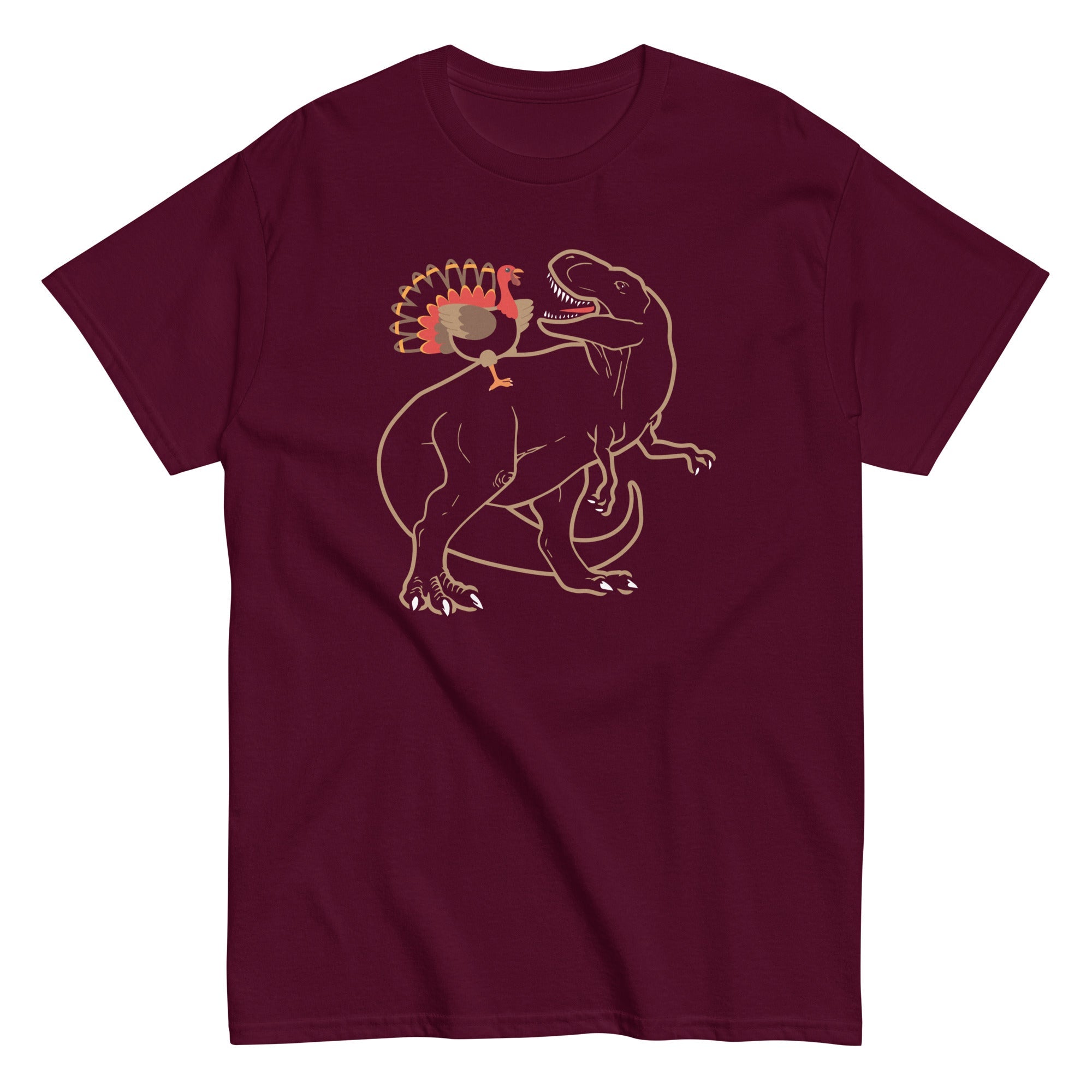 Turkey Riding T-Rex Men's Classic Tee Hoodie, Sweatshirt | CoreVibeTees.com (Image 2)