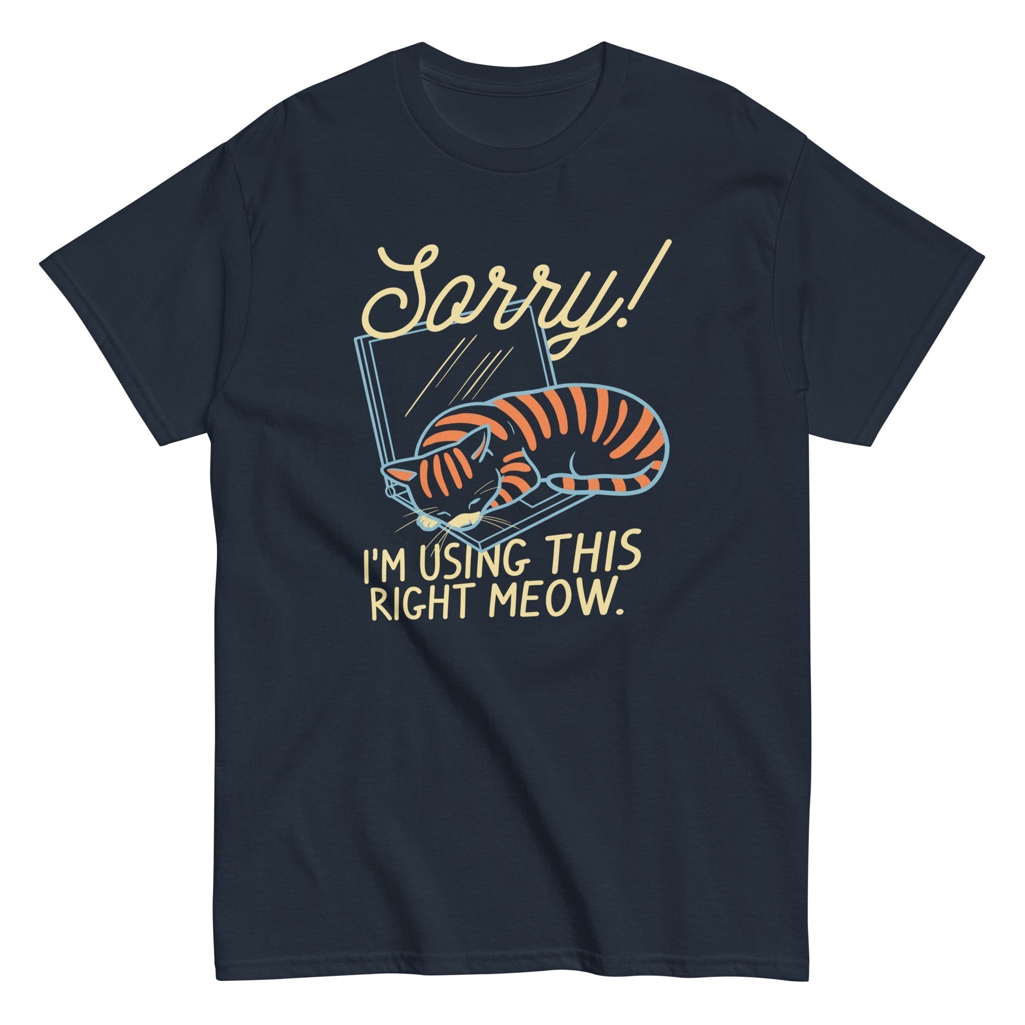 Sorry! I'm Using This Right Meow Men's Classic Tee Hoodie, Sweatshirt | CoreVibeTees.com (Image 1)