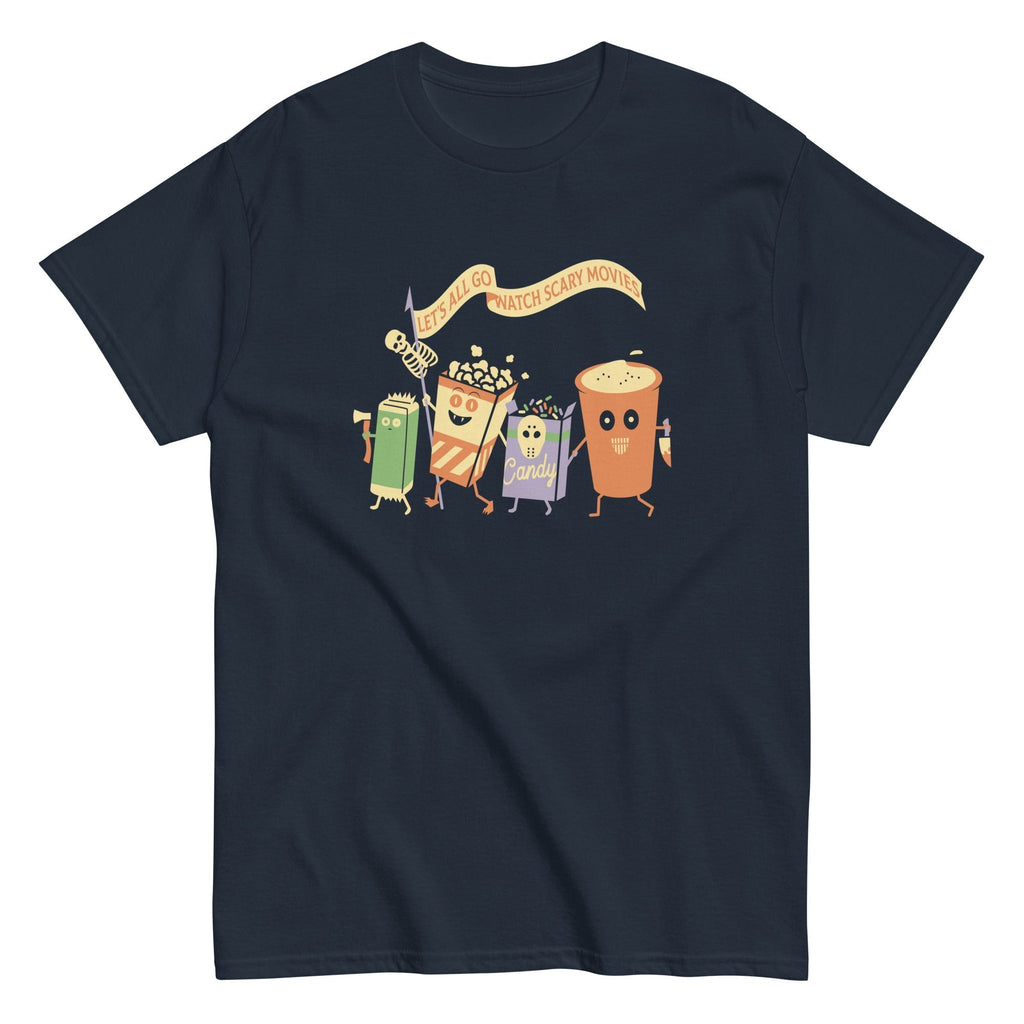 Let's All Go Watch Scary Movies Men's Classic Tee Hoodie, Sweatshirt | CoreVibeTees.com (Image 2)