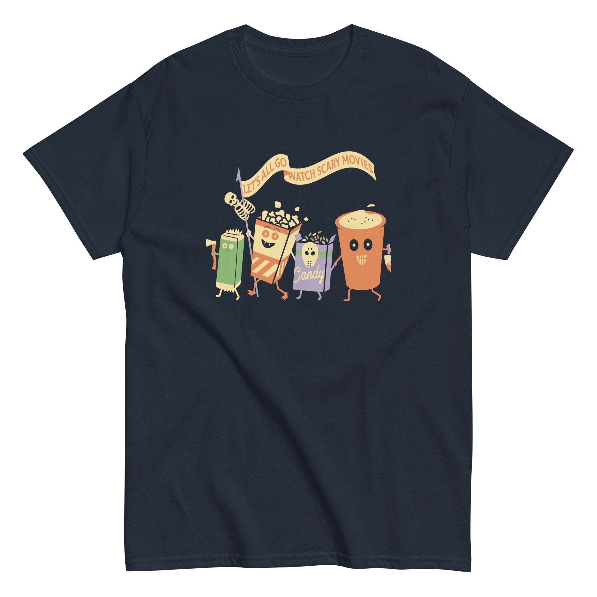 Let's All Go Watch Scary Movies Men's Classic Tee Hoodie, Sweatshirt | CoreVibeTees.com (Image 2)