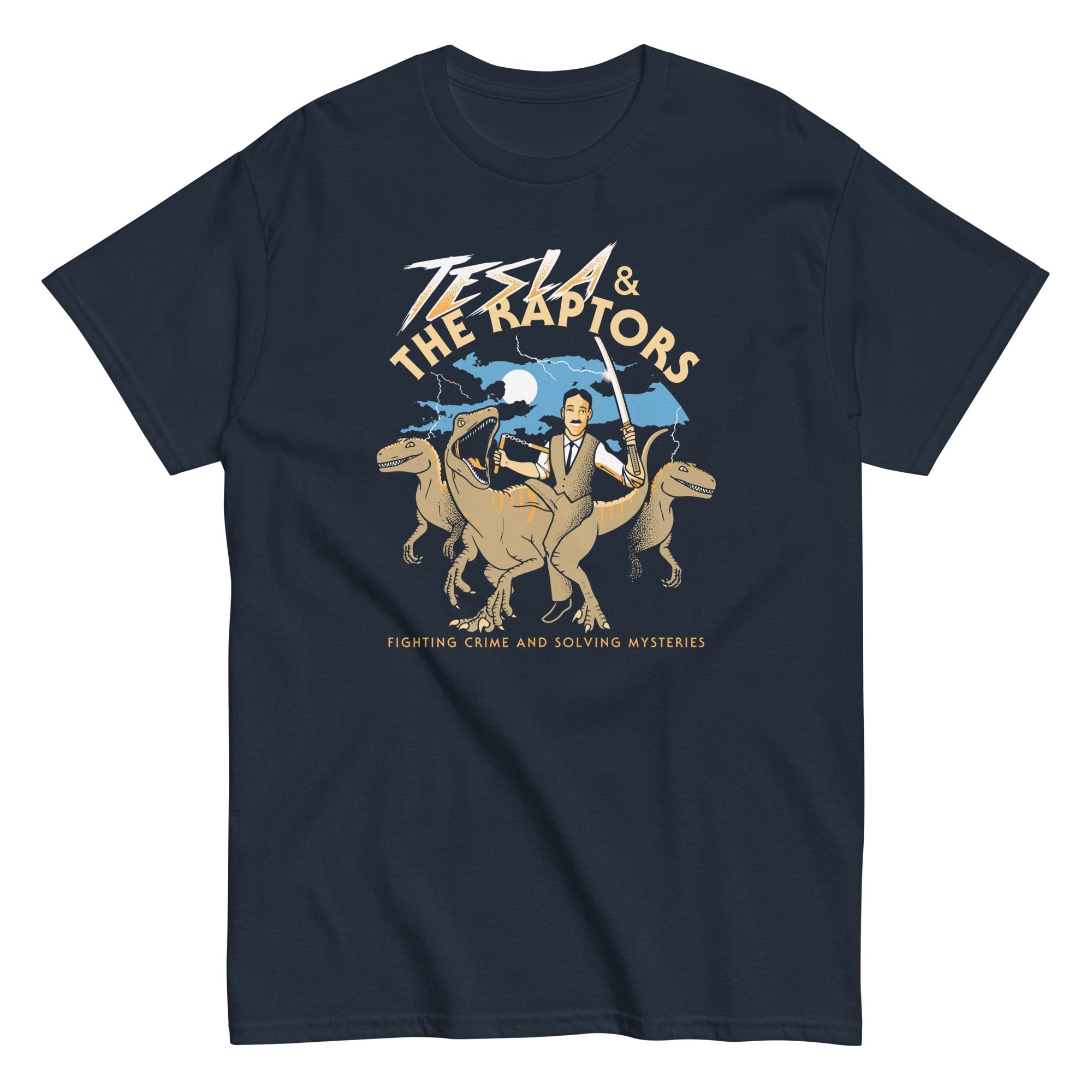 Tesla & The Raptors Men's Classic Tee Hoodie, Sweatshirt | CoreVibeTees.com (Image 2)