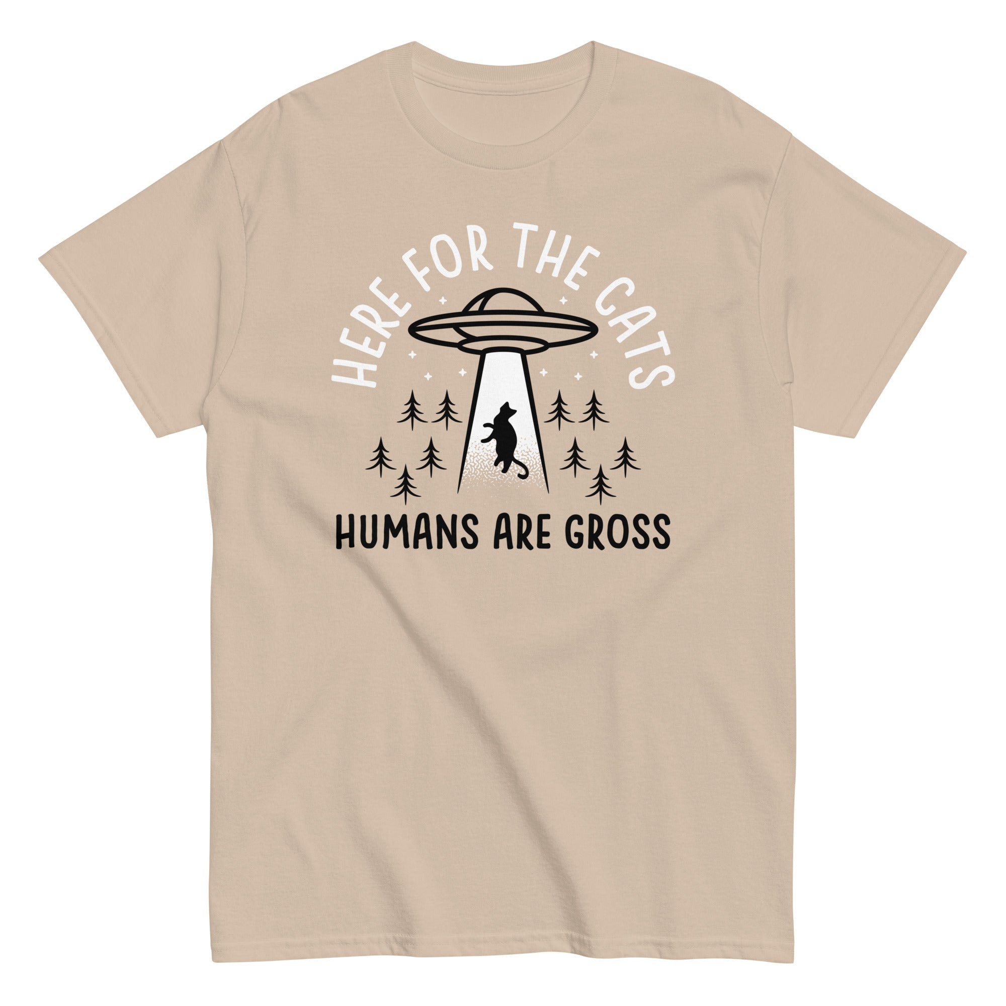 Here For The Cats, Humans Are Gross Men's Classic Tee Hoodie, Sweatshirt | CoreVibeTees.com (Image 4)