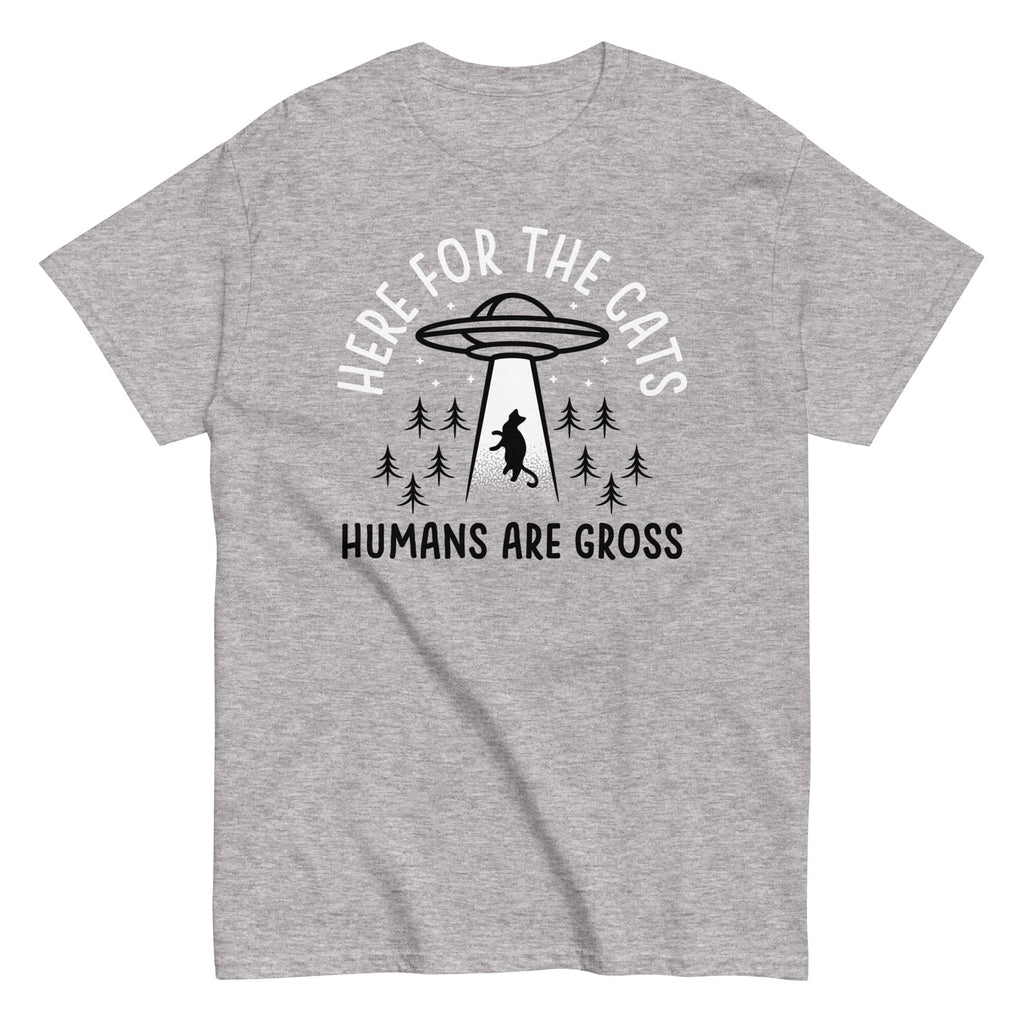 Here For The Cats, Humans Are Gross Men's Classic Tee Hoodie, Sweatshirt | CoreVibeTees.com (Image 1)