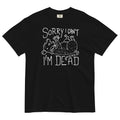Sorry I Can't I'm Dead Men's Relaxed Fit Tee Hoodie, Sweatshirt | CoreVibeTees.com (Image 1)
