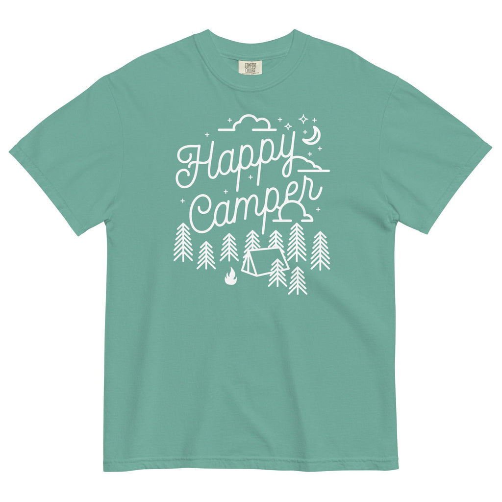 Happy Camper Men's Relaxed Fit Tee Hoodie, Sweatshirt | CoreVibeTees.com (Image 1)