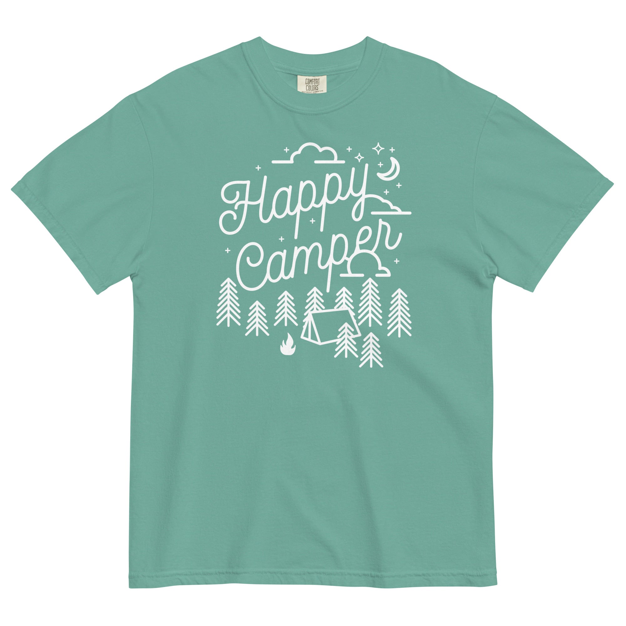 Happy Camper Men's Relaxed Fit Tee Hoodie, Sweatshirt | CoreVibeTees.com (Image 1)