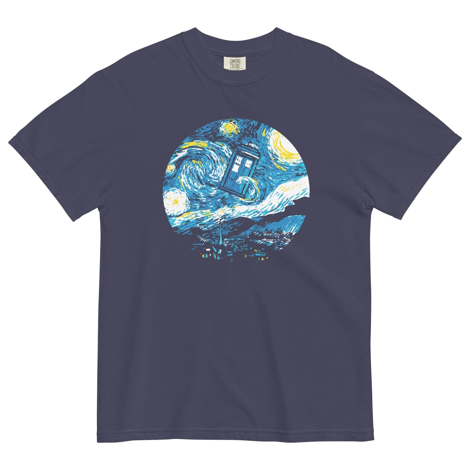 Starry Night Police Box Men's Relaxed Fit Tee Hoodie, Sweatshirt | CoreVibeTees.com (Image 2)