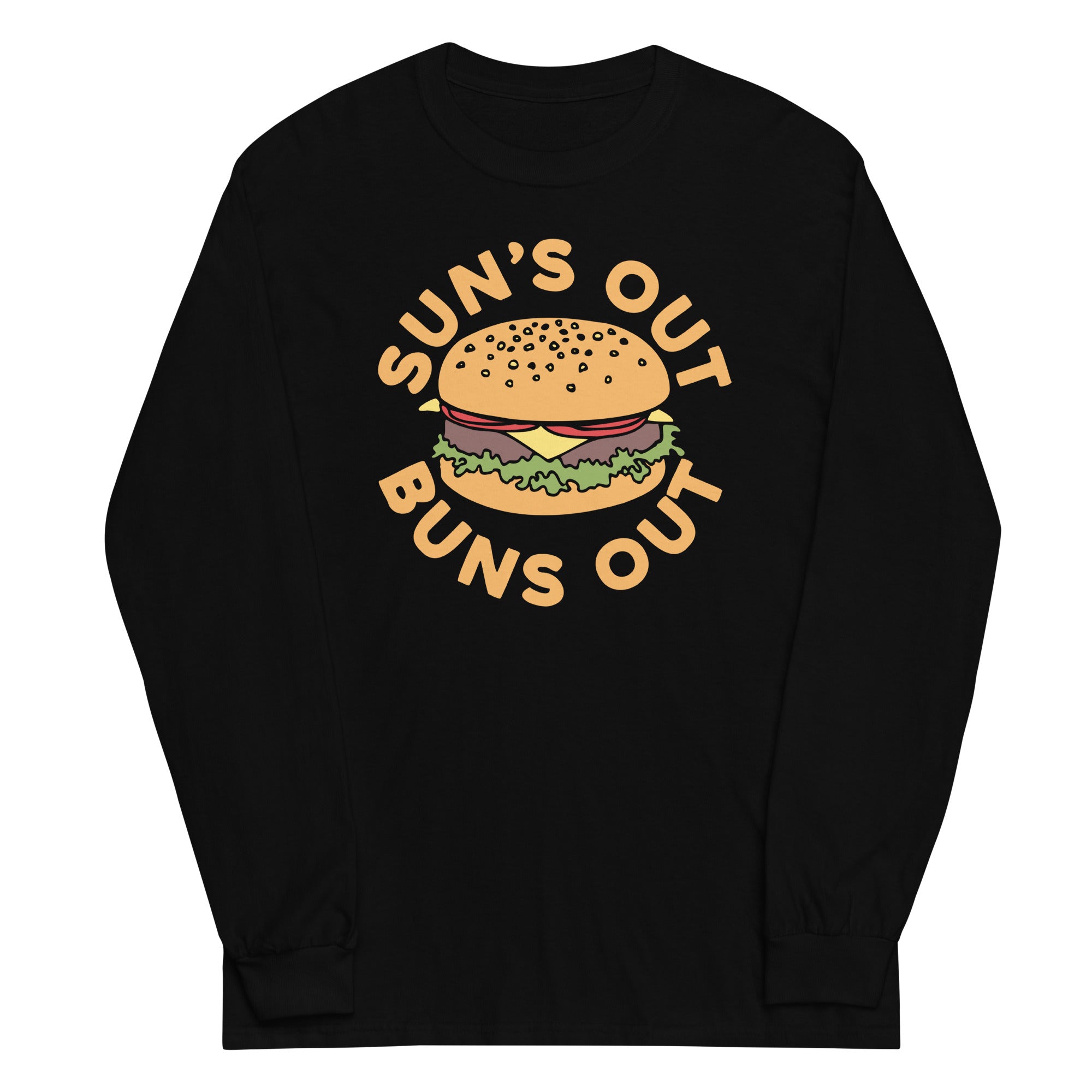 Sun's Out Buns Out Unisex Long Sleeve Tee Hoodie, Sweatshirt | CoreVibeTees.com (Image 1)