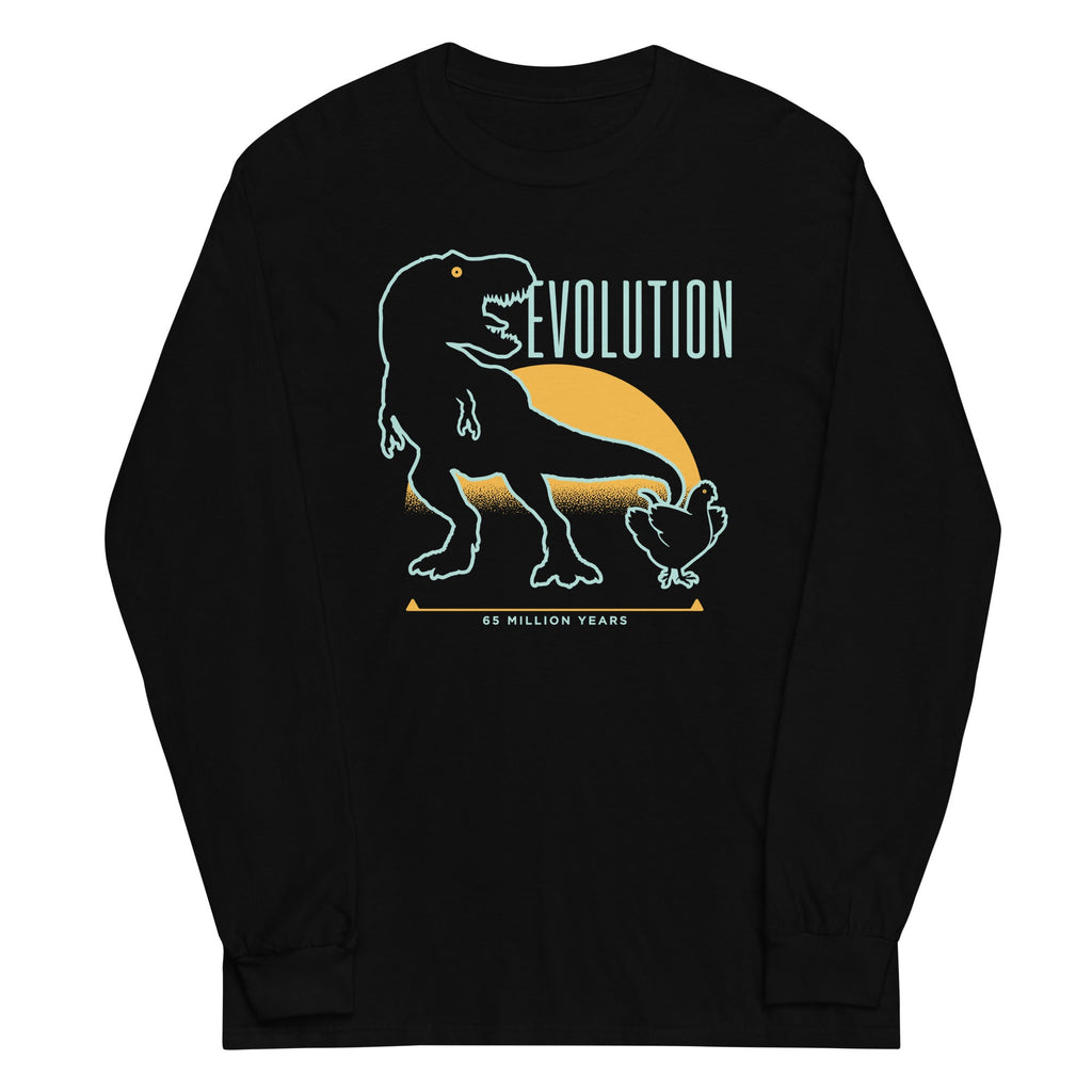 Dinosaur Evolution Unisex Long Sleeve Tee Hoodie, Sweatshirt | CoreVibeTees.com (Image 2)