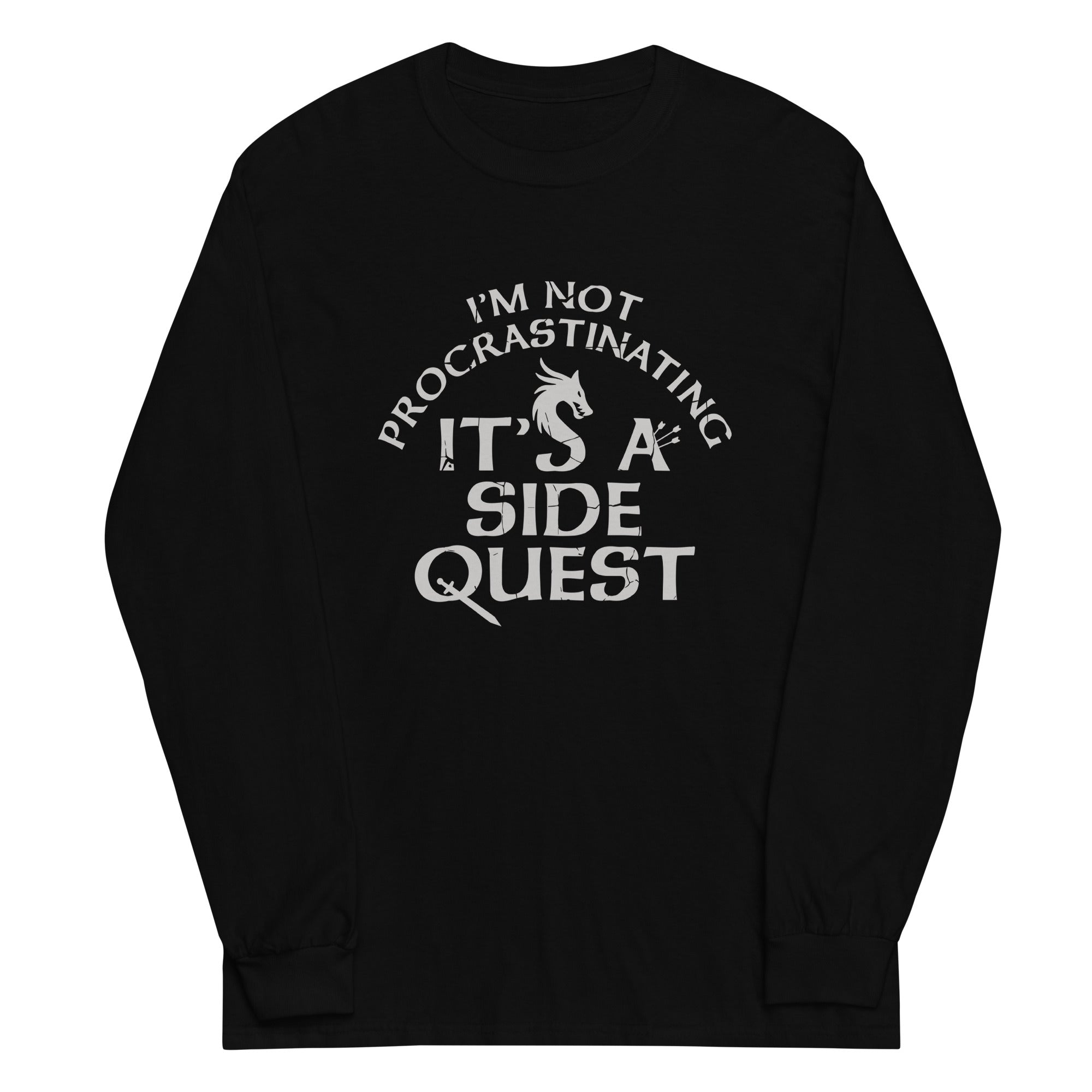 I'm Not Procrastinating, It's A Side Quest Unisex Long Sleeve Tee Hoodie, Sweatshirt | CoreVibeTees.com (Image 1)