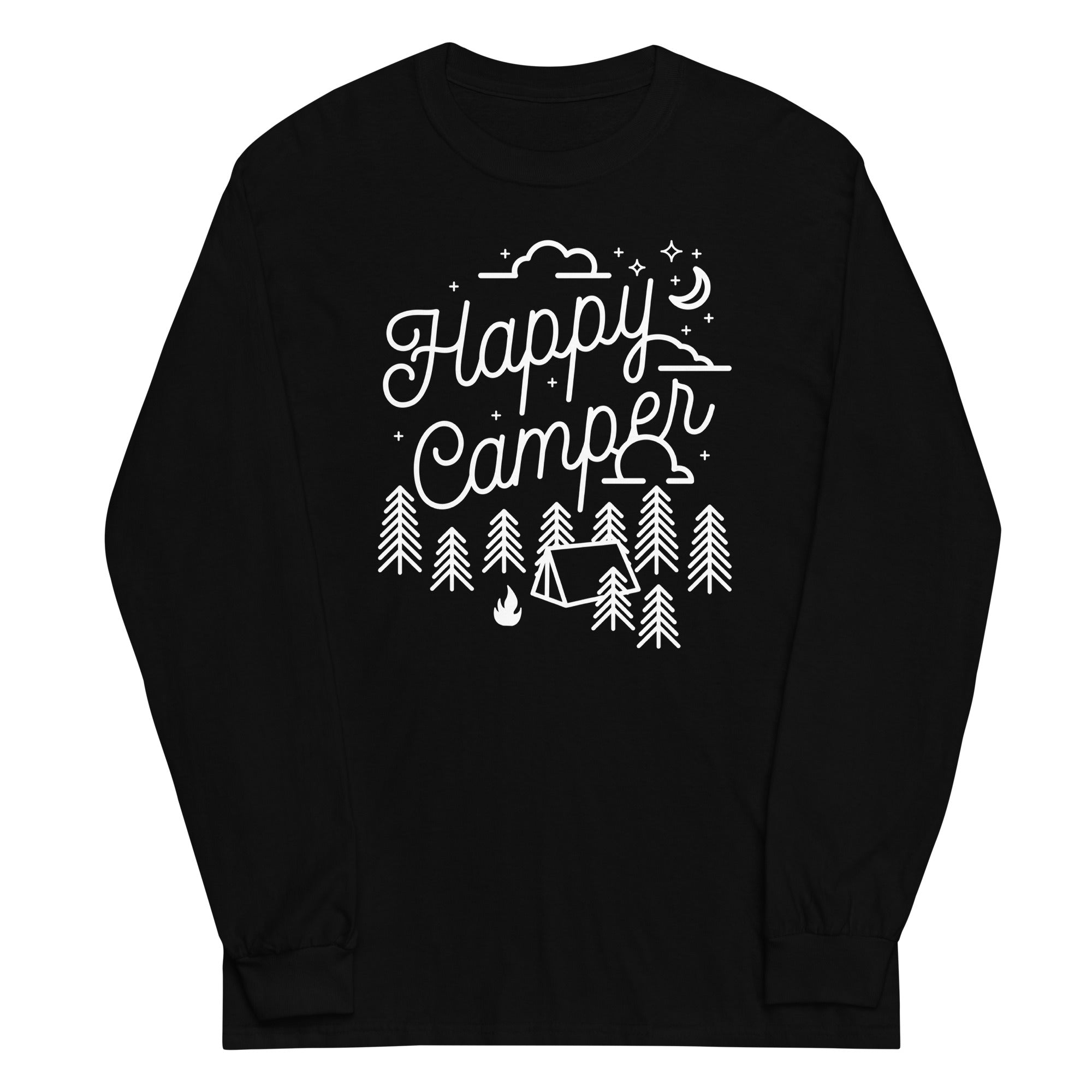 Happy Camper Unisex Long Sleeve Tee Hoodie, Sweatshirt | CoreVibeTees.com (Image 2)