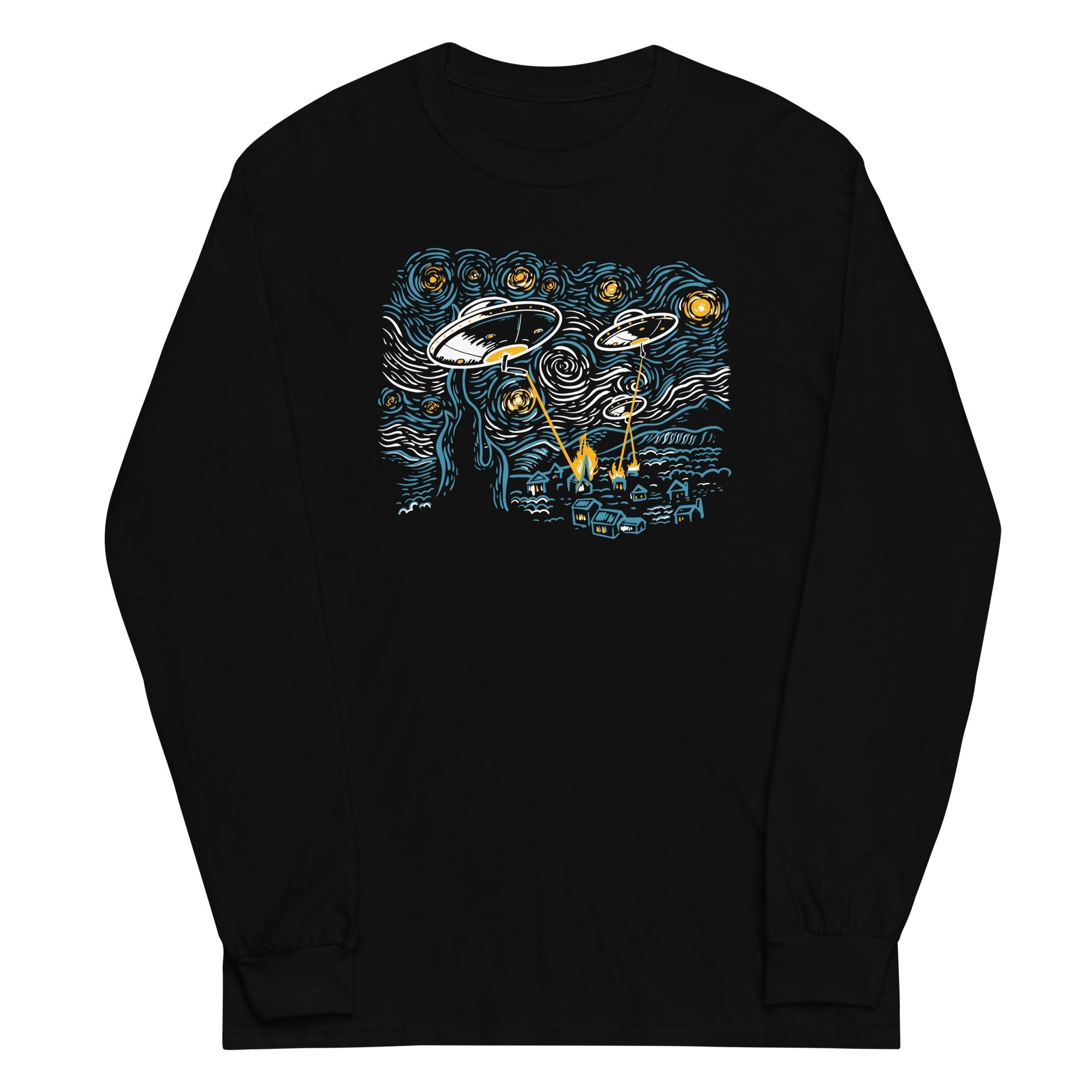 Starry Invasion Unisex Long Sleeve Tee Hoodie, Sweatshirt | CoreVibeTees.com (Image 1)