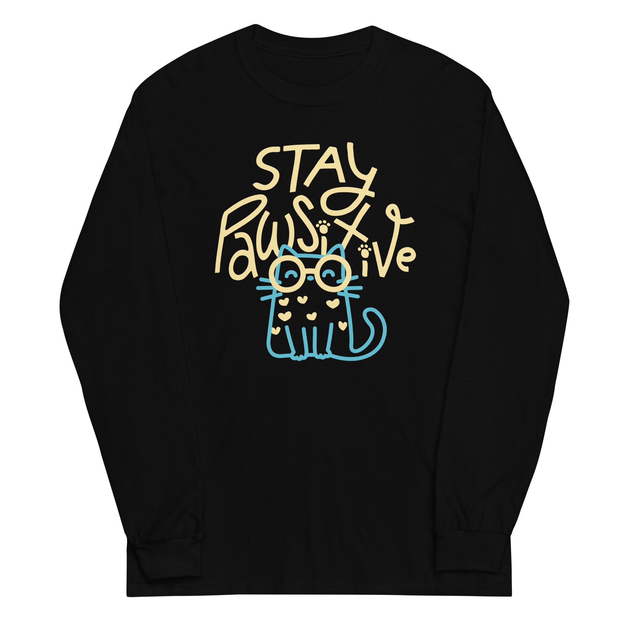 Stay Pawsitive Unisex Long Sleeve Tee Hoodie, Sweatshirt | CoreVibeTees.com (Image 2)