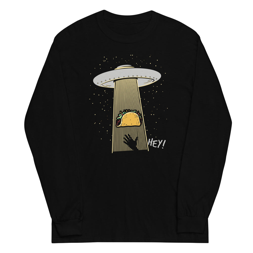 Taco Abduction Unisex Long Sleeve Tee Hoodie, Sweatshirt | CoreVibeTees.com (Image 1)