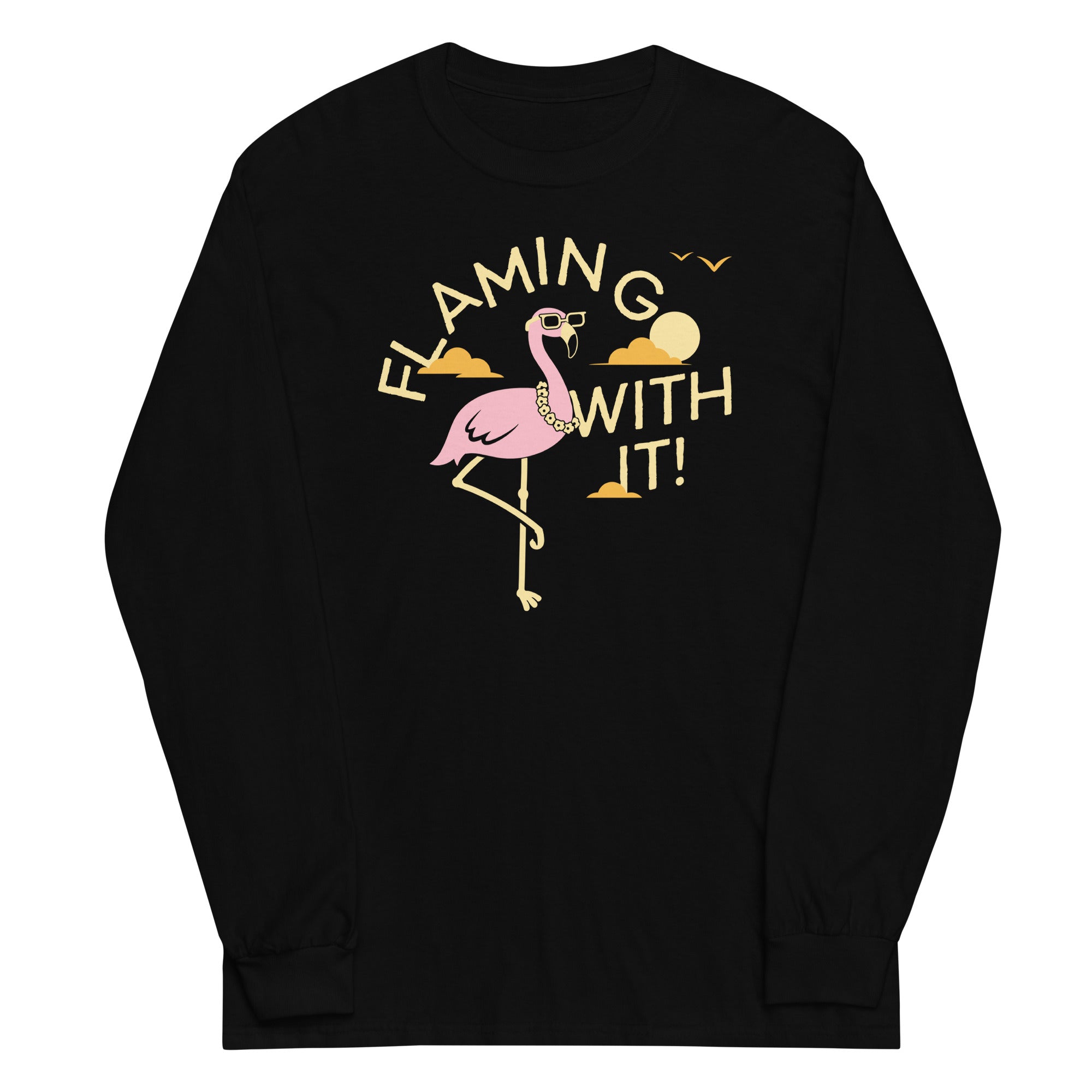 Flamingo With It Unisex Long Sleeve Tee Hoodie, Sweatshirt | CoreVibeTees.com (Image 2)