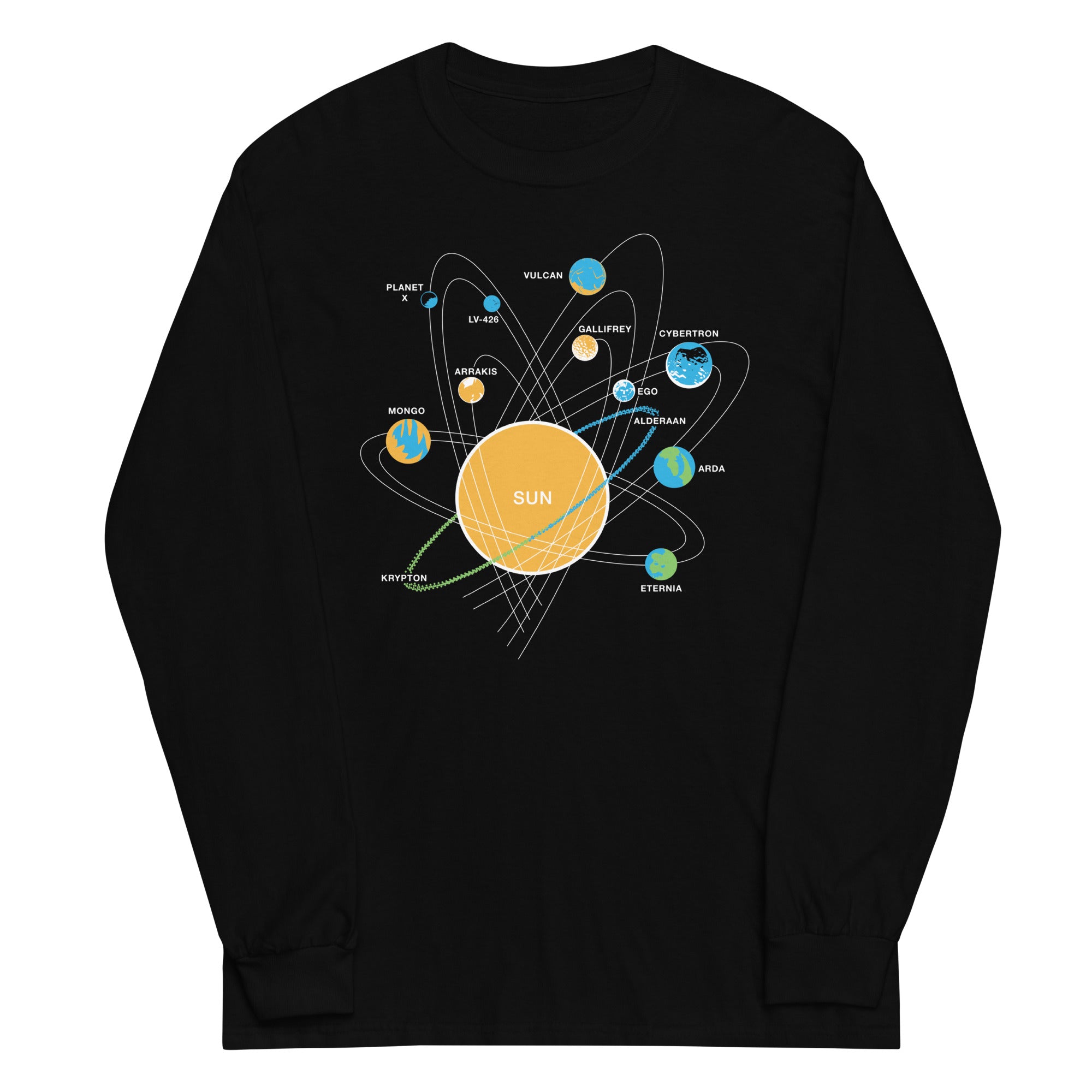 Solar System Unisex Long Sleeve Tee Hoodie, Sweatshirt | CoreVibeTees.com (Image 1)