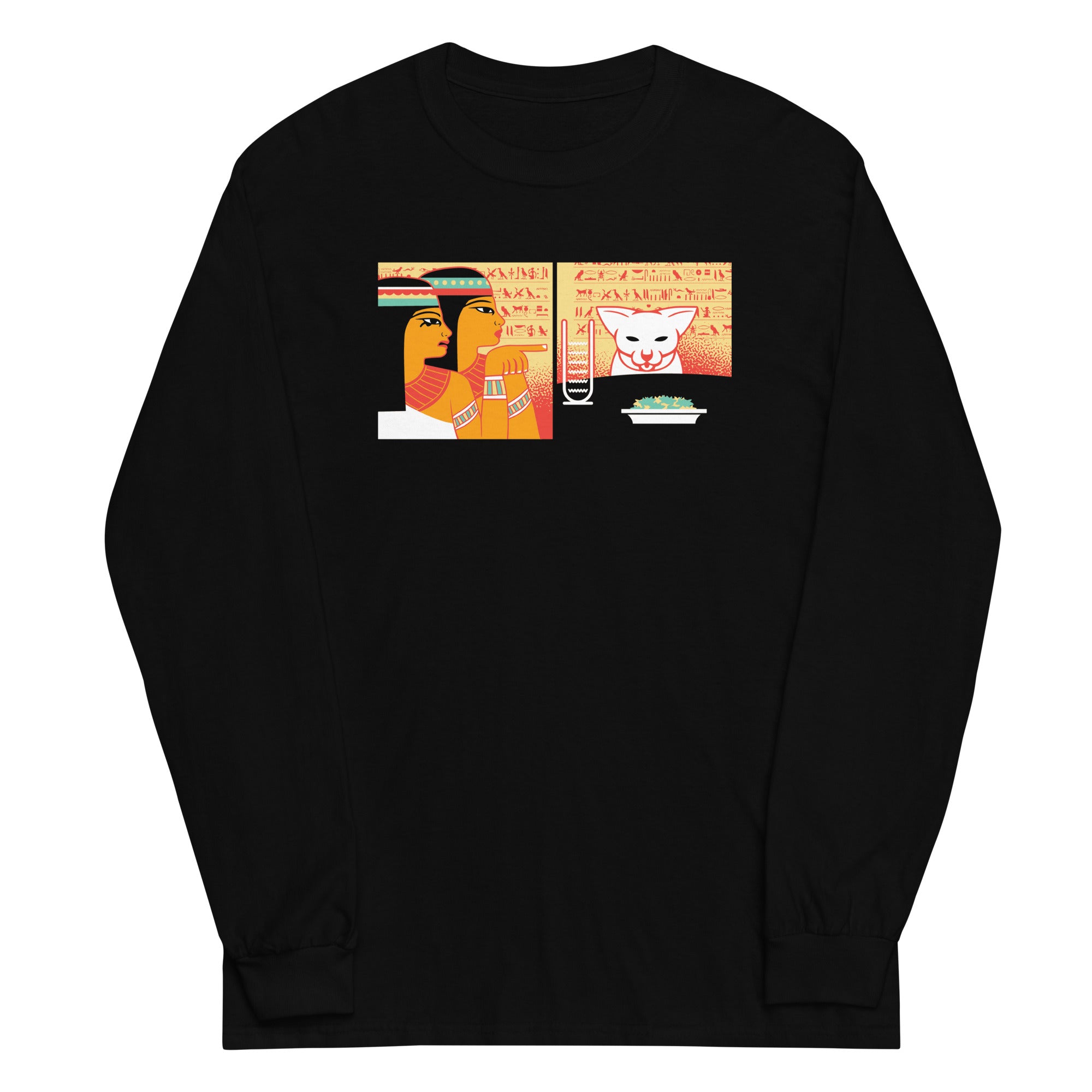 Egyptian Cat Unisex Long Sleeve Tee Hoodie, Sweatshirt | CoreVibeTees.com (Image 1)