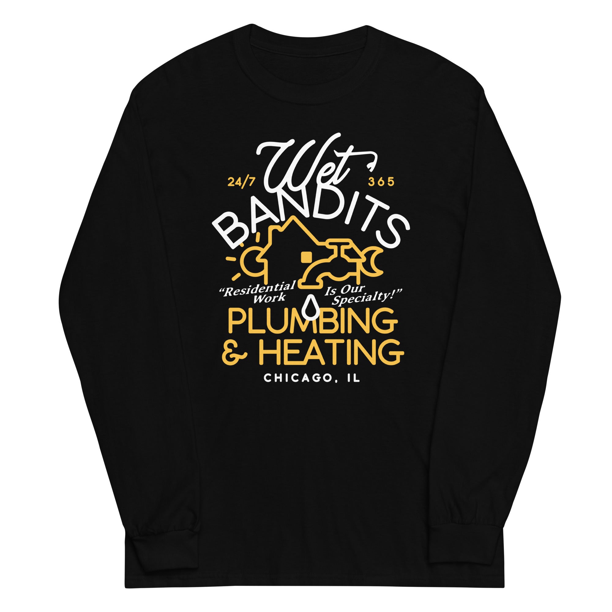 Wet Bandits Plumbing & Heating Unisex Long Sleeve Tee Hoodie, Sweatshirt | CoreVibeTees.com (Image 2)