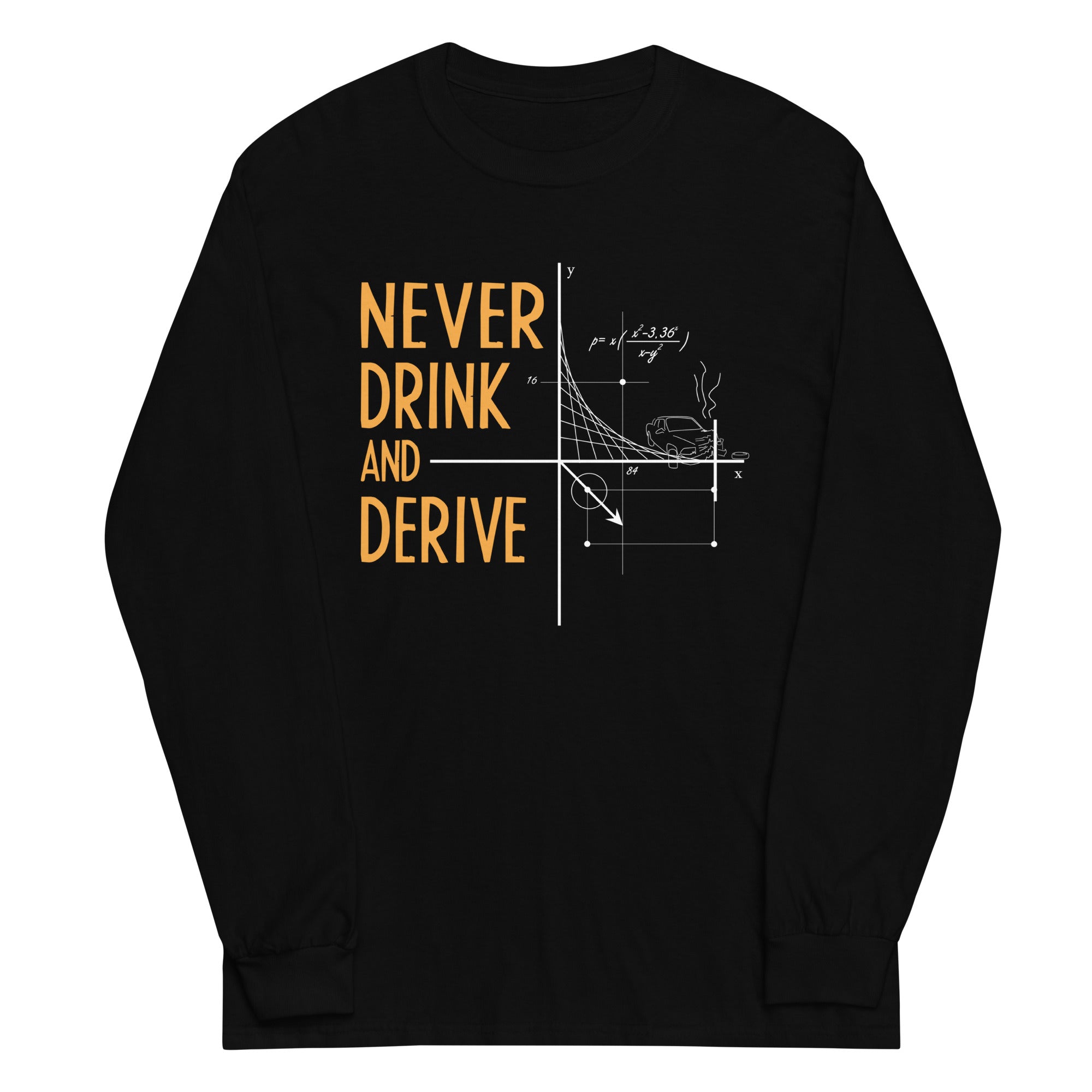 Never Drink and Derive Unisex Long Sleeve Tee Hoodie, Sweatshirt | CoreVibeTees.com (Image 2)