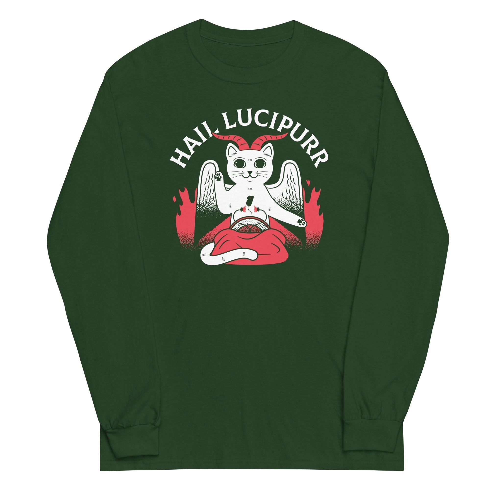 Hail Lucipurr Unisex Long Sleeve Tee Hoodie, Sweatshirt | CoreVibeTees.com (Image 3)