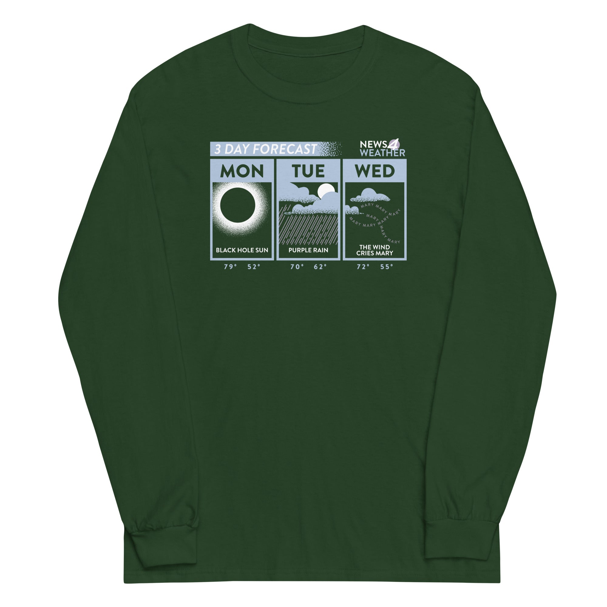 3 Day Forecast Unisex Long Sleeve Tee Hoodie, Sweatshirt | CoreVibeTees.com (Image 3)